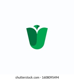 Abstract elegant flower logo icon vector design. Creative abstract letter V symbol. 