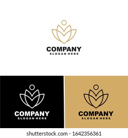 Abstract elegant flower logo icon vector design. luxury and jewelry concepts for exclusive services and products, beauty and spa industry.