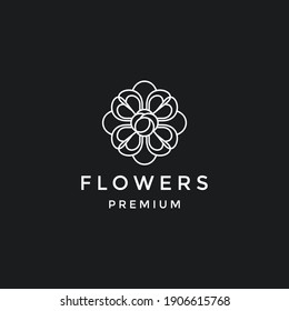 Abstract elegant flower logo icon vector design. Universal creative premium symbol. in black backround