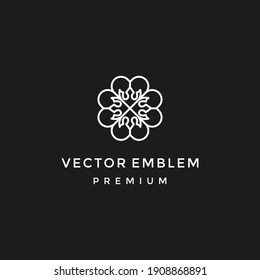 Abstract elegant flower logo icon vector design. Universal creative premium symbol. in black backround