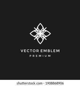 Abstract elegant flower logo icon vector design. Universal creative premium symbol. in black backround