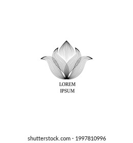 Abstract elegant flower logo icon line art design. Universal creative premium floral drawn symbol.