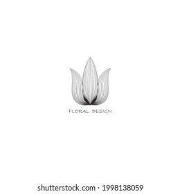 Abstract elegant flower logo icon line art design. Universal creative premium floral drawn symbol.