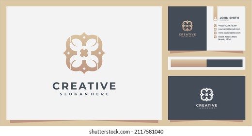 Abstract elegant flower logo icon vector design. Universal creative premium symbol.