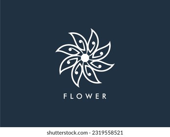 Resumen del diseño vectorial del icono del logotipo de la flor elegante. Símbolo de prima creativo universal