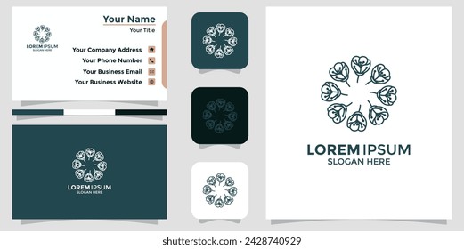 Abstract elegant flower logo icon and business card