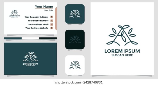 Abstract elegant flower logo icon and business card