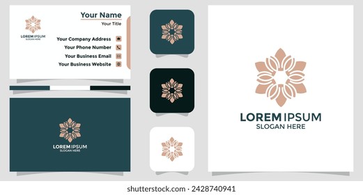 Abstract elegant flower logo icon and business card