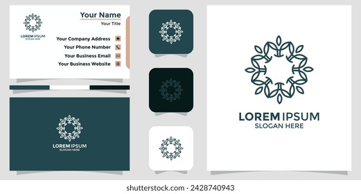Abstract elegant flower logo icon and business card