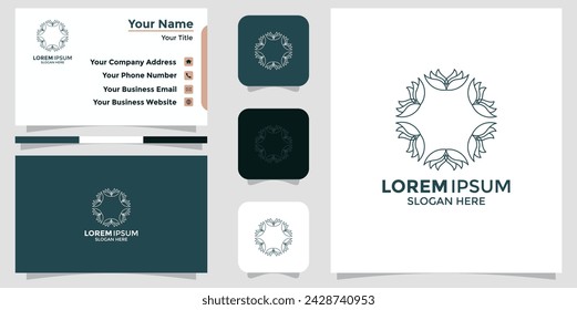 Icono y tarjeta de visita del logotipo elegante abstracto de la flor