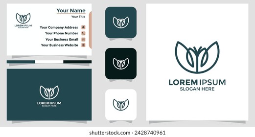 Abstract elegant flower logo icon and business card