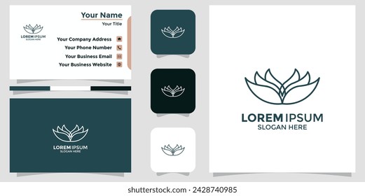 Abstraktes elegantes Blumenlogo-Symbol und Visitenkarte