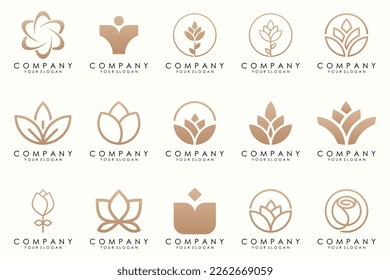 Abstrakter, eleganter Blumenrosenlogo-Symbol-Set.
