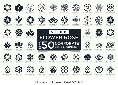 Abstract elegant flower rose logo icon set.