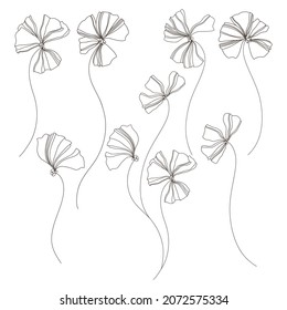 Abstrakte elegante Blumen. Handgezeichnete Vektorgrafik auf Weiß. Isolierte Elemente. Ideal für Einladungen, Grußkarten und als Design-Element.  