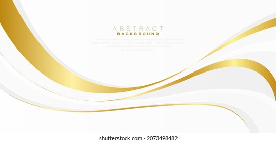 Abstract elegant flowing gold wave line vector on white background. Luxury shiny gold wave template design element with space for your text. Suit for presentation, poster, flyer, cover, banner