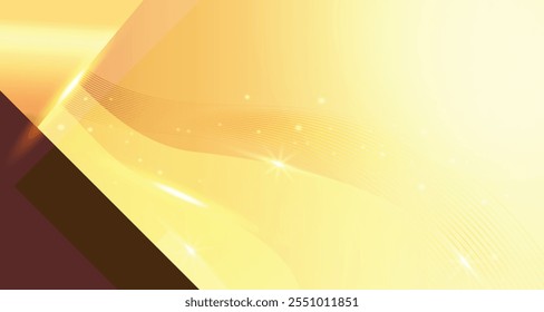 Abstract elegant flowing gold wave line vector on white background. Luxury shiny gold wave template design element with space for your text. Suit for presentation, poster, flyer, cover, banner
