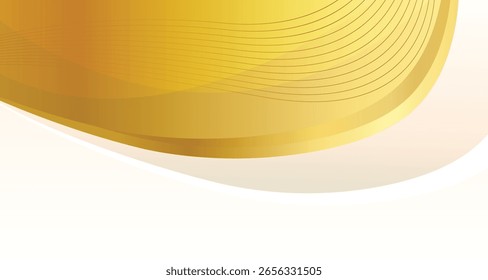 Abstract elegant flowing gold wave line vector on white background. Luxury shiny gold wave template design element with space for your text. Suit for presentation, poster, flyer, cover, banner