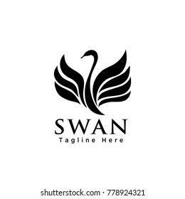 Abstract elegant flying swan logo