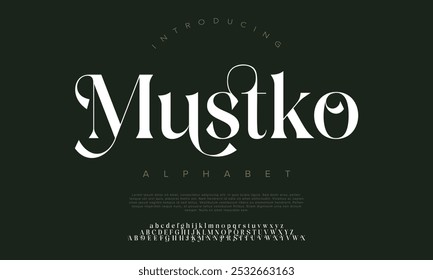 Abstract elegant font alphabet. Minimal modern urban fonts for logo, brand etc. Typography typeface uppercase lowercase and number. vector illustration
