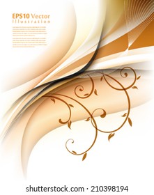 abstract elegant fractal with foliage elements illustration. eps10 vector format