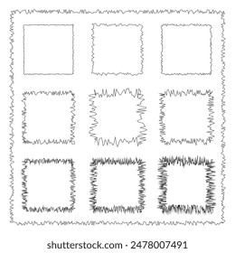 Abstractas colección de marcos elegantes. Conjunto de Elementos rectangulares dentados. Forma de rectángulo de borde en zigzag