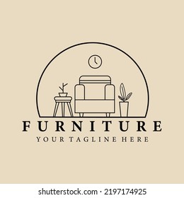 Abstract elegant furniture line logo icon vector design. Graceful lined vector sign