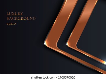 Abstract elegant geometric rounded square shiny metallic copper on black background luxury style. You can use for vip invitation card or flyer, poster, banner web, brochure, etc. Vector illustration