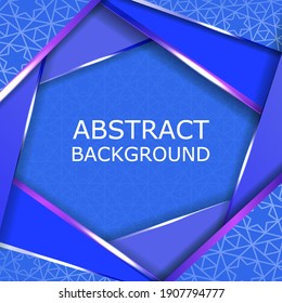 Abstract elegant geometric triangle blue gold color background. Trendy low polygon luxury style