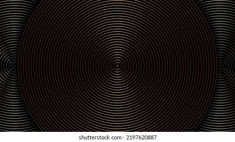 Abstract elegant glossy golden metallic radial circles lines pattern luxury background. Vector illustration