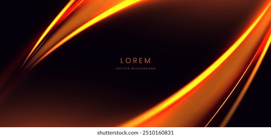 Abstract elegant  glowing orange curve line lighting effect on dark purple background. Hi-speed motion moving concept. Vector illustration