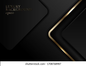 Abstract Elegant Gold And Black Shiny Square Round On Dark Background Luxury Style. You Can Use For Vip Invitation Card Or Flyer, Poster, Banner Web, Brochure, Etc. Vector Illustration 