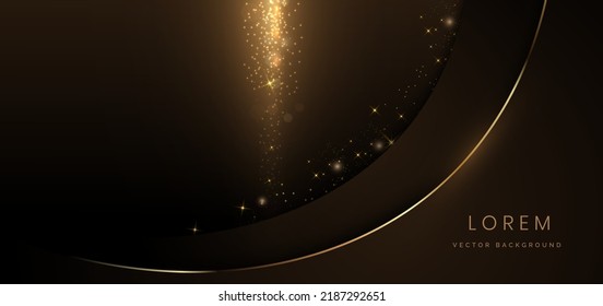 Abstract elegant gold curve glowing with lighting effect sparkle on black background. Template premium award design. Vector illustration