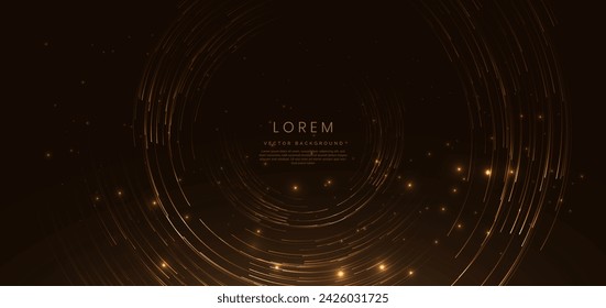 Abstract elegant gold glowing curved line with lighting effect sparkle on black background. Template premium award design. Vector illustration