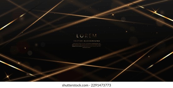 Abstract elegant gold glowing diagonal line with lighting effect sparkle on black background. Template premium award design. Vector illustration