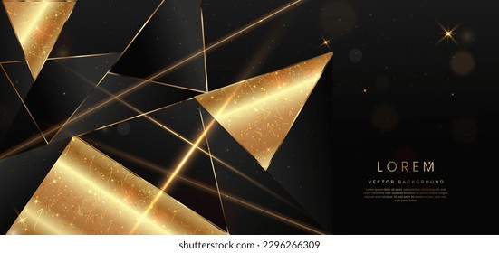 Abstract elegant gold glowing diagonal line with lighting effect sparkle on black background. Template premium award design. Vector illustration