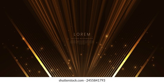 Abstractas línea diagonal brillante dorado elegante con efecto de iluminación destello sobre fondo negro. Plantilla de diseño de premio premium. Ilustración vectorial