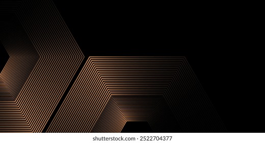 Abstrato elegante ouro brilhante Hexágono com efeito de iluminação brilho no fundo preto simples arte