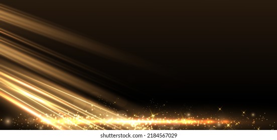 Abstract elegant gold glowing with lighting effect sparkle on black background. Template premium award design. Vector illustration