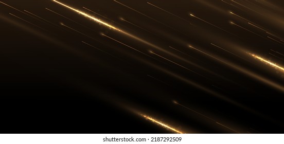 Resumen elegante línea dorada brillante con efecto de iluminación brillante sobre fondo negro. Diseño de premio de plantilla premium. Ilustración del vector