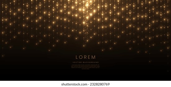 Abstract elegant gold glowing line with lighting effect sparkle on black background. Template premium award design. Vector illustration