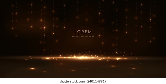 Abstract elegant gold glowing line with lighting effect sparkle on black background. Template premium award design. Vector illustration
