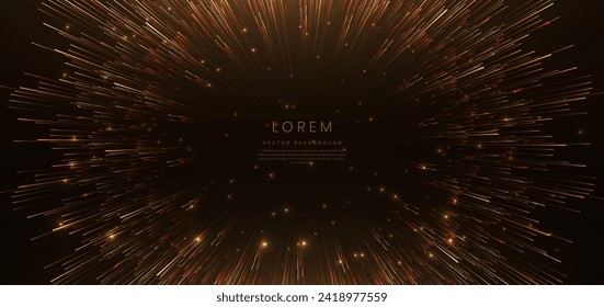 Abstract elegant gold glowing line with lighting effect sparkle on black background. Template premium award design. Vector illustration