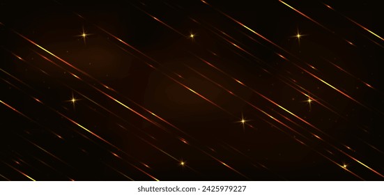 Abstract elegant gold glowing line diagonal with lighting effect sparkle on black background. Template premium award design. Vector illustration