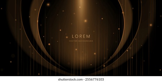 Abstract elegant gold glowing line with lighting effect sparkle on black background. Template premium award design. Vector illustration