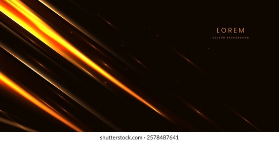 Abstract elegant gold glowing line with lighting effect sparkle on black background. Template premium award design. Vector illustration