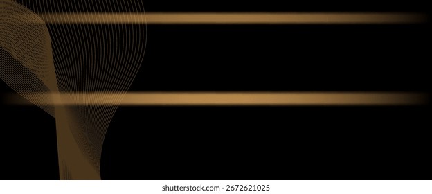 Abstrato linha brilhante de ouro elegante com efeito de iluminação brilho no fundo preto. Modelo de design de prêmio premium. eps10