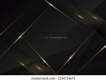 Abstract Elegant Gold Lines Diagonal On Grey And Black Background. Luxury Style With Copy Space For Text. Vector Illustration