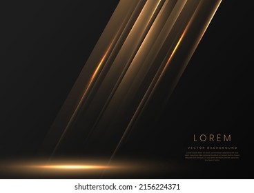 Abstract elegant gold lines diagonal on black background. Luxury style with copy space for text. Vector illustration