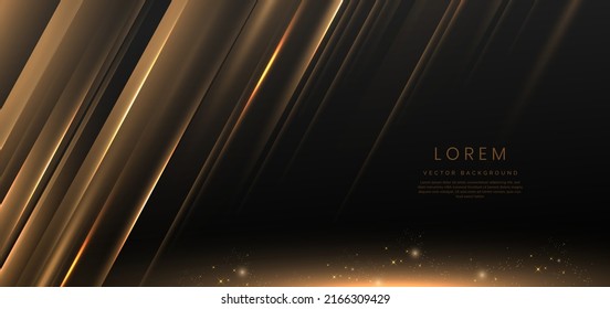 Abstract elegant gold lines diagonal scene on black background. Luxury style with copy space for text. Vector illustration